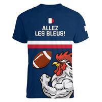 France Rugby Women V Neck T Shirt World Cup Allez Les Bleus 2023 Mascot - Wonder Print Shop
