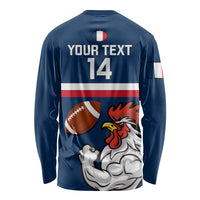 Custom France Rugby Long Sleeve Shirt World Cup Allez Les Bleus 2023 Mascot - Wonder Print Shop