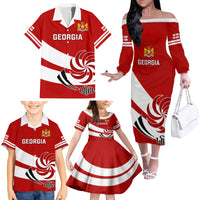 Georgia Rugby Family Matching Off Shoulder Long Sleeve Dress and Hawaiian Shirt 2023 Go Lelos Curves Style - Wonder Print Shop