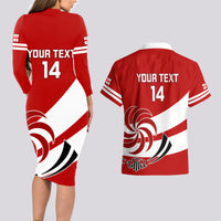 Custom Georgia Rugby Couples Matching Long Sleeve Bodycon Dress and Hawaiian Shirt 2023 Go Lelos Curves Style - Wonder Print Shop
