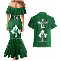 Custom Ireland Rugby Couples Matching Mermaid Dress and Hawaiian Shirt 2023 Go Shamrock World Cup Irish Celtic Pattern - Wonder Print Shop