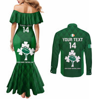 Custom Ireland Rugby Couples Matching Mermaid Dress and Long Sleeve Button Shirts 2023 Go Shamrock World Cup Irish Celtic Pattern LT14
