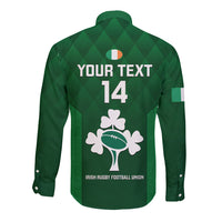 Custom Ireland Rugby Long Sleeve Button Shirt 2023 Go Shamrock World Cup Irish Celtic Pattern - Wonder Print Shop