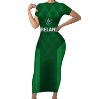Custom Ireland Rugby Short Sleeve Bodycon Dress 2023 Go Shamrock World Cup Irish Celtic Pattern - Wonder Print Shop