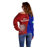 Italy Rugby Off Shoulder Sweater 2023 The Blues Grunge Style - Wonder Print Shop