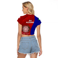 Italy Rugby Raglan Cropped T Shirt 2023 The Blues Grunge Style - Wonder Print Shop