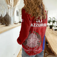 Italy Rugby Women Casual Shirt 2023 The Blues Grunge Style - Wonder Print Shop