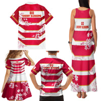 Japan Rugby Family Matching Tank Maxi Dress and Hawaiian Shirt 2023 Go Cherry Blossoms World Cup - Wonder Print Shop