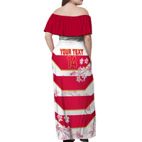 Custom Japan Rugby Off Shoulder Maxi Dress 2023 Go Cherry Blossoms World Cup - Wonder Print Shop