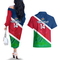 Custom Namibia Rugby Couples Matching Off The Shoulder Long Sleeve Dress and Hawaiian Shirt 2023 Welwitschias Flag Style - Wonder Print Shop
