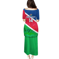 Custom Namibia Rugby Family Matching Puletasi Dress and Hawaiian Shirt 2023 Welwitschias Flag Style - Wonder Print Shop