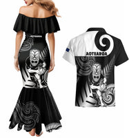 New Zealand Silver Fern Rugby Couples Matching Mermaid Dress and Hawaiian Shirt Go Champions NZ All Black Maori Koru - Wonder Print Shop