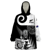 New Zealand Silver Fern Rugby Wearable Blanket Hoodie Go Champions NZ All Black Maori Koru - Wonder Print Shop
