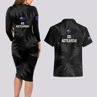 New Zealand Silver Fern Rugby Couples Matching Long Sleeve Bodycon Dress and Hawaiian Shirt 2023 Go Aotearoa Champions World Cup - Wonder Print Shop