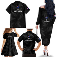 New Zealand Silver Fern Rugby Family Matching Off Shoulder Long Sleeve Dress and Hawaiian Shirt 2023 Go Aotearoa Champions World Cup - Wonder Print Shop