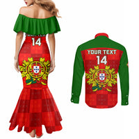 custom-portugal-rugby-couples-matching-mermaid-dress-and-long-sleeve-button-shirts-go-wolves-mix-coat-of-arms