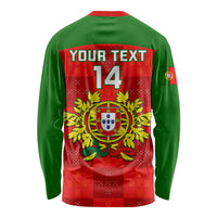 Custom Portugal Rugby Long Sleeve Shirt Go Wolves Mix Coat Of Arms - Wonder Print Shop