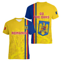 Romania Rugby Women V Neck T Shirt Go The Oaks Grunge Style - Wonder Print Shop