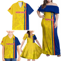 Custom Romania Rugby Family Matching Off Shoulder Maxi Dress and Hawaiian Shirt Go The Oaks Grunge Style - Wonder Print Shop