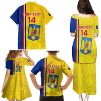 Custom Romania Rugby Family Matching Puletasi Dress and Hawaiian Shirt Go The Oaks Grunge Style - Wonder Print Shop