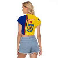 Custom Romania Rugby Raglan Cropped T Shirt Go The Oaks Grunge Style - Wonder Print Shop