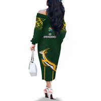 South Africa Rugby Family Matching Off Shoulder Long Sleeve Dress and Hawaiian Shirt 2023 Go Champions World Cup Springboks - Wonder Print Shop