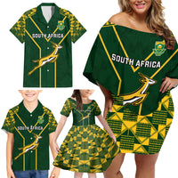South Africa Rugby Family Matching Off Shoulder Short Dress and Hawaiian Shirt 2023 Go Champions World Cup Springboks - Wonder Print Shop
