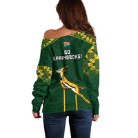 South Africa Rugby Off Shoulder Sweater 2023 Go Champions World Cup Springboks - Wonder Print Shop