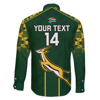 Custom South Africa Rugby Family Matching Off Shoulder Long Sleeve Dress and Hawaiian Shirt 2023 Go Champions World Cup Springboks - Wonder Print Shop