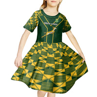 Custom South Africa Rugby Kid Short Sleeve Dress 2023 Go Champions World Cup Springboks - Wonder Print Shop