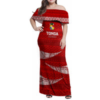 Tonga Rugby Family Matching Off Shoulder Maxi Dress and Hawaiian Shirt 2023 Ikale Tahi Tongan Ngatu Pattern - Wonder Print Shop