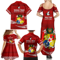 Tonga Rugby Family Matching Summer Maxi Dress and Hawaiian Shirt 2023 Ikale Tahi Tongan Ngatu Pattern - Wonder Print Shop