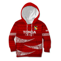 Tonga Rugby Kid Hoodie 2023 Ikale Tahi Tongan Ngatu Pattern - Wonder Print Shop