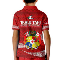 Tonga Rugby Kid Polo Shirt 2023 Ikale Tahi Tongan Ngatu Pattern - Wonder Print Shop