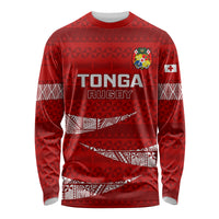 Tonga Rugby Long Sleeve Shirt 2023 Ikale Tahi Tongan Ngatu Pattern - Wonder Print Shop