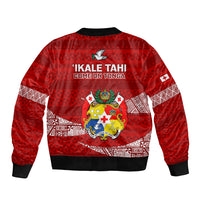Tonga Rugby Sleeve Zip Bomber Jacket 2023 Ikale Tahi Tongan Ngatu Pattern - Wonder Print Shop