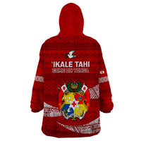 Tonga Rugby Wearable Blanket Hoodie 2023 Ikale Tahi Tongan Ngatu Pattern - Wonder Print Shop