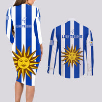 Uruguay Rugby Couples Matching Long Sleeve Bodycon Dress and Long Sleeve Button Shirts Go Los Teros Flag Style - Wonder Print Shop