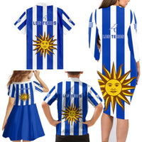 Uruguay Rugby Family Matching Long Sleeve Bodycon Dress and Hawaiian Shirt Go Los Teros Flag Style - Wonder Print Shop