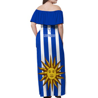 Uruguay Rugby Off Shoulder Maxi Dress Go Los Teros Flag Style - Wonder Print Shop