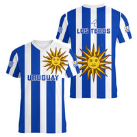 Uruguay Rugby Women V Neck T Shirt Go Los Teros Flag Style - Wonder Print Shop