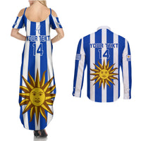 Custom Uruguay Rugby Couples Matching Summer Maxi Dress and Long Sleeve Button Shirts Go Los Teros Flag Style - Wonder Print Shop
