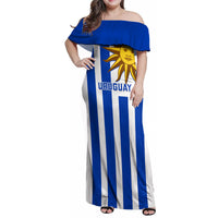 Custom Uruguay Rugby Family Matching Off Shoulder Maxi Dress and Hawaiian Shirt Go Los Teros Flag Style - Wonder Print Shop