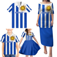 Custom Uruguay Rugby Family Matching Puletasi Dress and Hawaiian Shirt Go Los Teros Flag Style - Wonder Print Shop