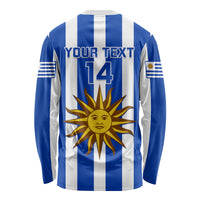 Custom Uruguay Rugby Long Sleeve Shirt Go Los Teros Flag Style - Wonder Print Shop