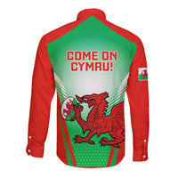 Wales Rugby Long Sleeve Button Shirt 2023 Come On Cymru Champions World Cup - Wonder Print Shop