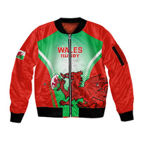 Wales Rugby Sleeve Zip Bomber Jacket 2023 Come On Cymru Champions World Cup - Wonder Print Shop