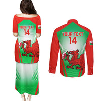 Custom Wales Rugby Couples Matching Puletasi Dress and Long Sleeve Button Shirts 2023 Come On Cymru Champions World Cup - Wonder Print Shop