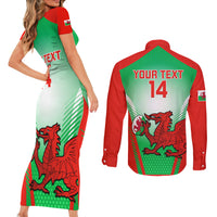 Custom Wales Rugby Couples Matching Short Sleeve Bodycon Dress and Long Sleeve Button Shirts 2023 Come On Cymru Champions World Cup - Wonder Print Shop