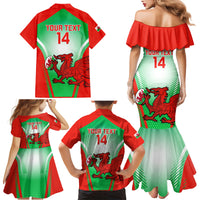 Custom Wales Rugby Family Matching Mermaid Dress and Hawaiian Shirt 2023 Come On Cymru Champions World Cup - Wonder Print Shop